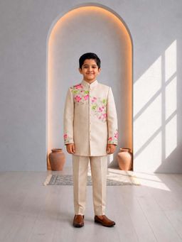 CHUCKLES AND CUDDLES - Boys Floral Embroidered Bandhgala and Trouser