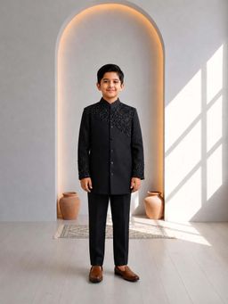 CHUCKLES AND CUDDLES - Boys Embellished Bandhgala Jacket With Trouser