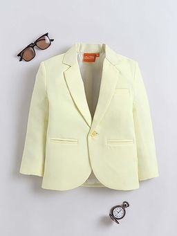 Mini Stitch - Cotton Woven Solid Blazer - Yellow