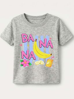 KAVEE - Unisex Biowashed Half Sleeves T-shirt With Banana Text Print - Grey