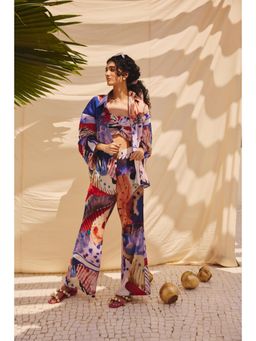 Zip by Payal & Zinal - Purple Burnt Ashes Bralette Co-Ord (Set of 3)