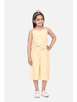 StyleStone - Girls Yellow Striped Crop Jumpsuit