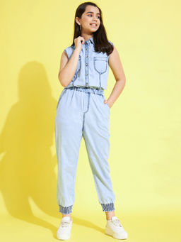 StyleStone - Girls Blue Denim Jumpsuit