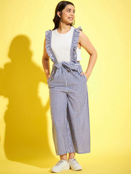 StyleStone - Girls lue Striped Dungaree