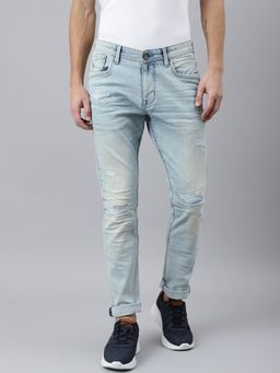 WOODLAND - Patterned Blue Jeans