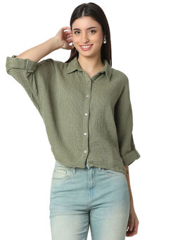 Spykar - Women's Grey Boxy Fit Shirt