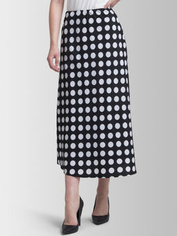 FABLE STREET - Elasticated Polka Dot A Line Skirt - Black And White