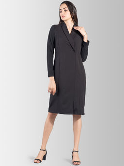 FableStreet - Full Sleeve Tuxedo Dress