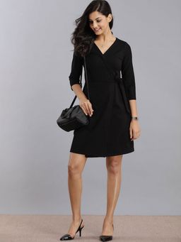 FableStreet - Wrap Dress - Black