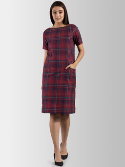 FableStreet - Boat Neck Side Pocket Shift Dress