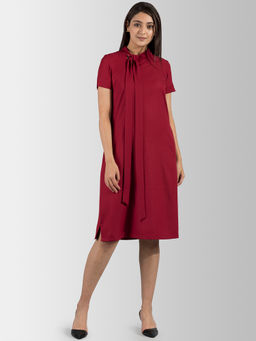 FableStreet - Neck Tie Straight Fit Dress