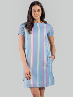 FableStreet - Above Knee Printed Stripe Dress