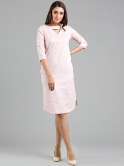 FableStreet - Cotton Quarter Sleeve Striped Shift Dress