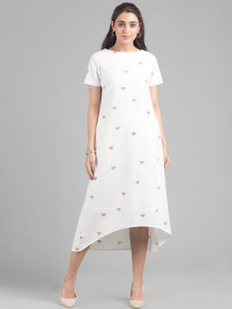 FableStreet - Inverted Triangle Print Midi Dress