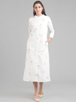 FableStreet - Hand Block Print Midi Shirt Dress