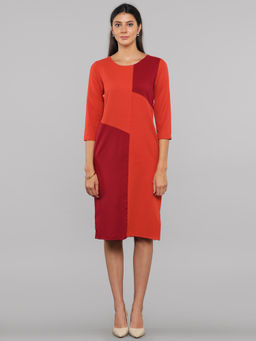 FABLE STREET - Orange Colour Block Dress