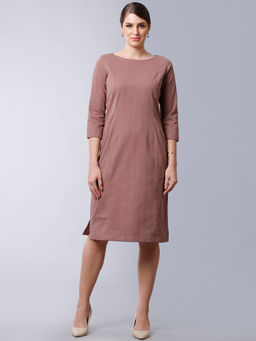 FableStreet - Dusty Pink Knee Length Shift Dress