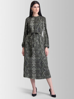 FABLE STREET - Green Printed Midi Dress