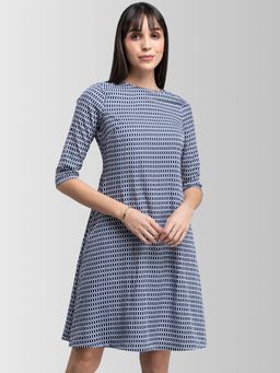 FABLE STREET - Navy Blue Geometric Dress