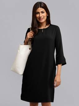 FABLE STREET - Front Keyhole Straight Fit Dress - Black