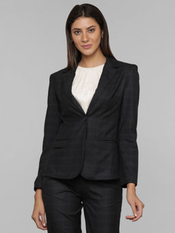 FableStreet - Navy Blue Checks Blazer