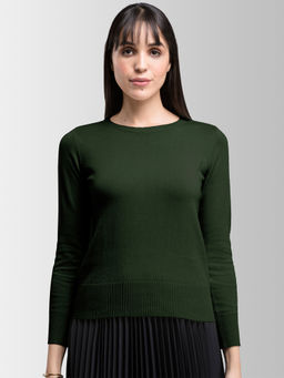 FableStreet - Olive Solid Sweater
