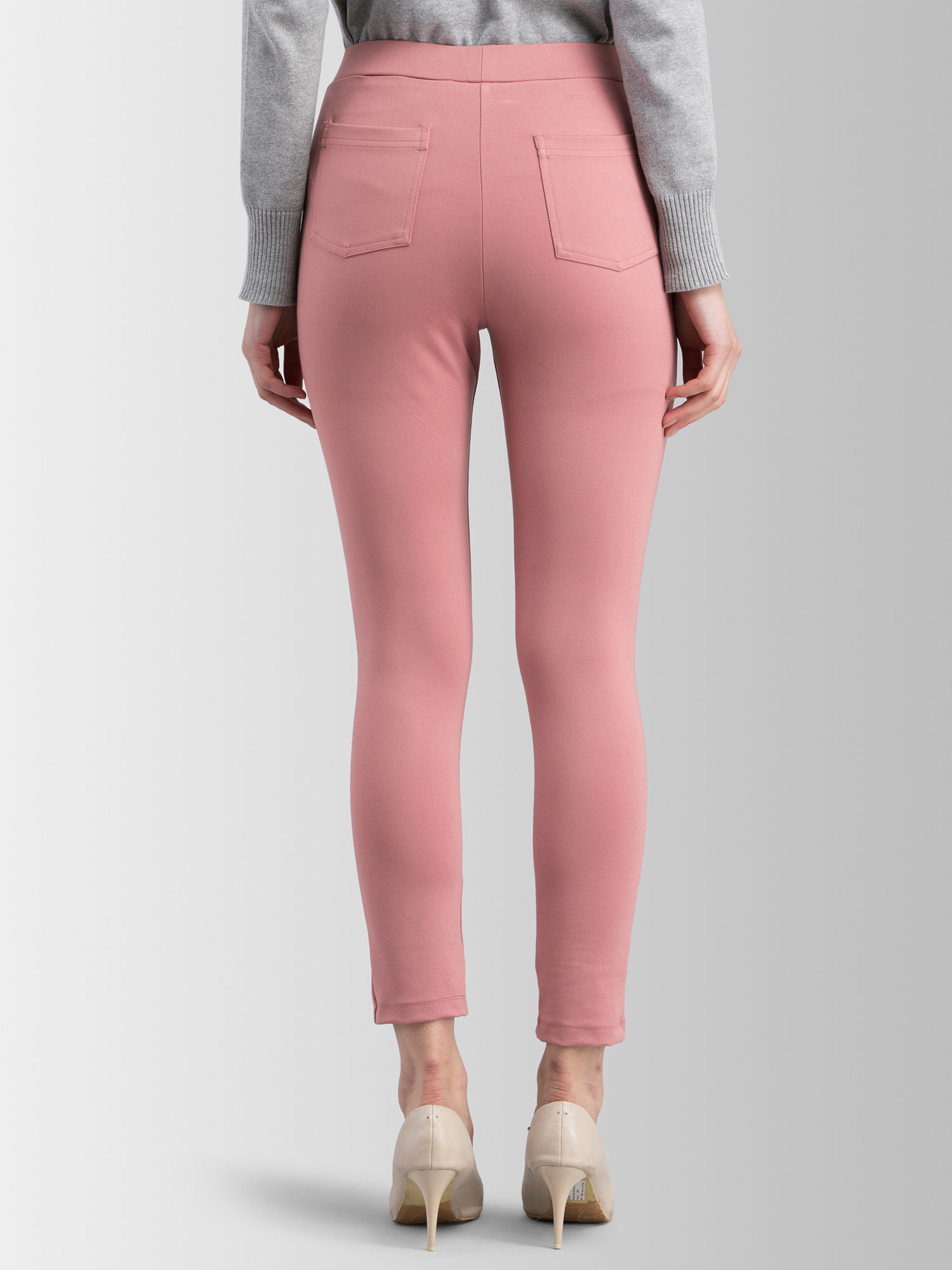 FableStreet Pink Solid Jegging Online 