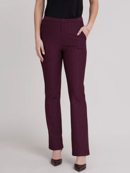 FABLE STREET - Maroon 4 Way Stretch Striped Bootcut Livin Pants