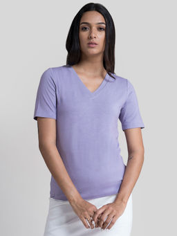 FableStreet - V Neck T-Shirt - Lilac