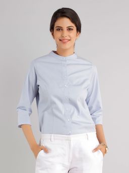 FableStreet - Mandarin Collar Shirt - Blue