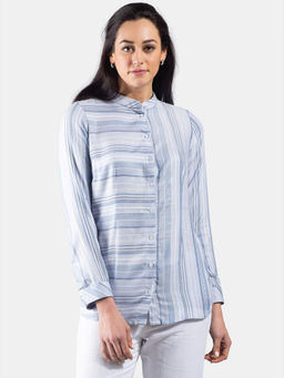 FableStreet - Mandarin Collar Stripe Play Shirt