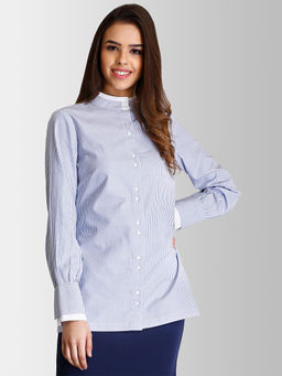 FABLE STREET - Blue Striped Cuff Detail Shirt