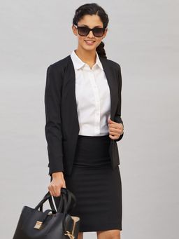 FableStreet - Classic Pencil Stripes Skirt - Black