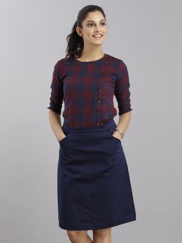 FableStreet - A Line Skirt - Navy Blue