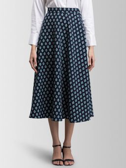 FABLE STREET - Navy Blue Printed Skirt