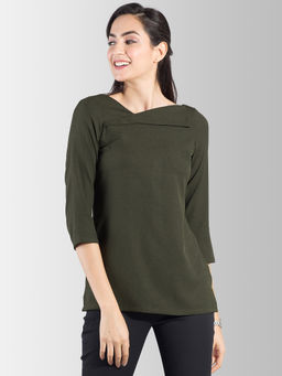 FableStreet - Broad Neck Quarter Sleeve Top