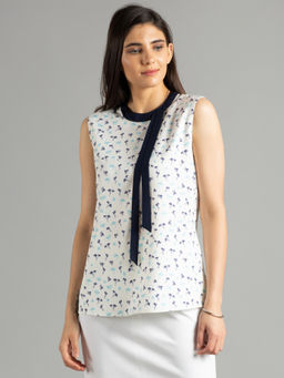 FABLE STREET - White Side Tie Floral Top