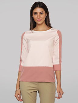 FableStreet - Light Pink Colour Block Top