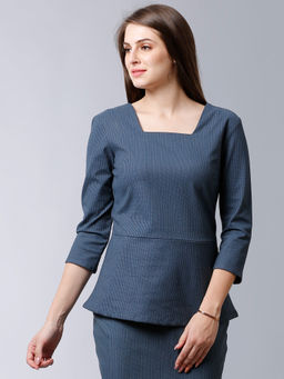 FableStreet - Deep Blue Formal Business Top
