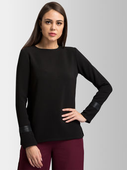 FABLE STREET - Black Full Sleeves Solid Top