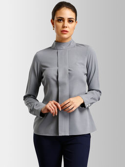 FABLE STREET - Grey High Neck Long Sleeves Top