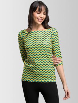 FableStreet - Yellow Printed Top