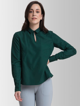 FABLE STREET - Collared Pleated Top - Green