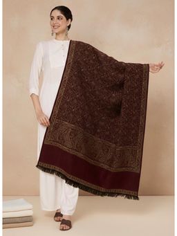 Zamour - Woolen Kani Jaal Kashmiri Shawl-Maroon