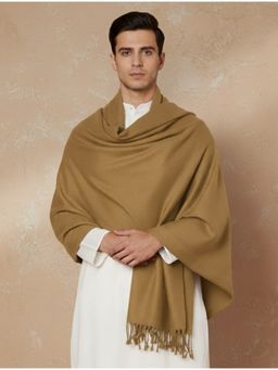 Zamour - Plain Beige Woolen Stole For Men