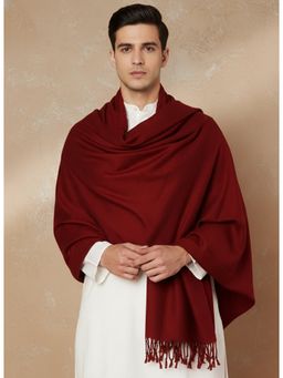 Zamour - Plain Maroon Woolen Stole For Men