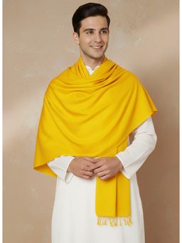 Zamour - Plain Yellow Woolen Stole For Men