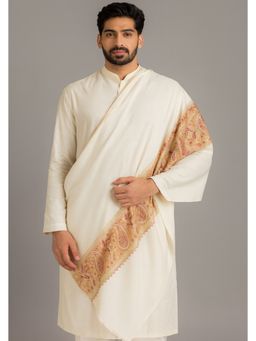 MUFFLY - Men Floral Wool White Shawl