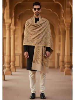 MUFFLY - Men Floral Wool Gold Shawl