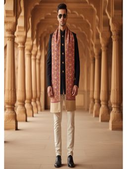 MUFFLY - Men Floral Wool Mustard Shawl